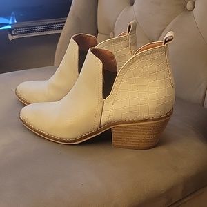 White leather booties